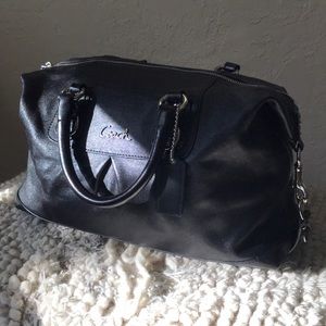 Authentic Black Coach handbag with silver metal